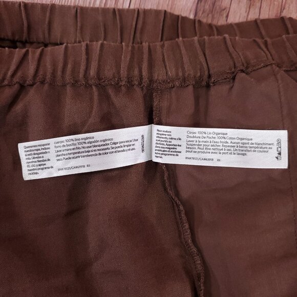 Eileen Fisher Womens Small 100% Organic Linen Wide Leg Pull On Pants Brown - Picture 11 of 12